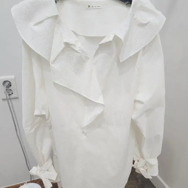 [BUNJANG] It Michaa White Frill Blouse / 잇미샤 화이트 프릴 블라우스