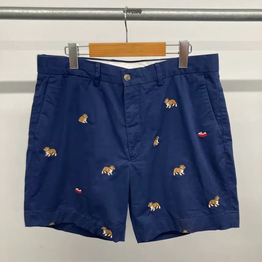 [BUNJANG] Polo Ralph Lauren Bulldog Embroidery Navy Shorts (34) / 폴로 랄프로렌 불독 자수 네이비 쇼츠 반바지 34