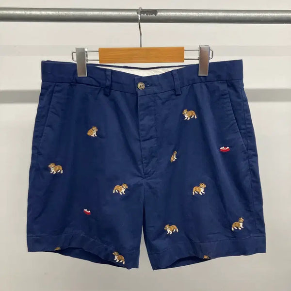 [BUNJANG] Polo Ralph Lauren Bulldog Embroidery Navy Shorts (34) / 폴로 랄프로렌 불독 자수 네이비 쇼츠 반바지 34
