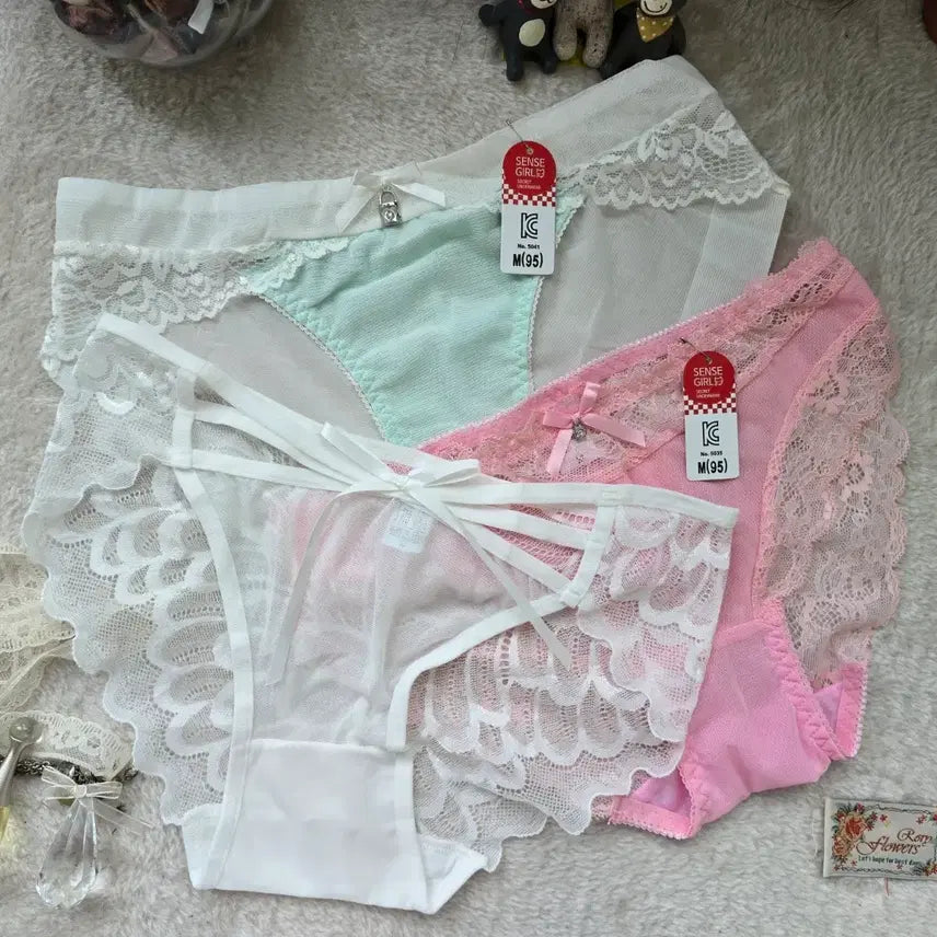 [BUNJANG] Women's Lace Panty 3-Piece Set (M/95) / 여성 레이스 팬티 M(95) 3종 세트 레이스팬티 여성속옷