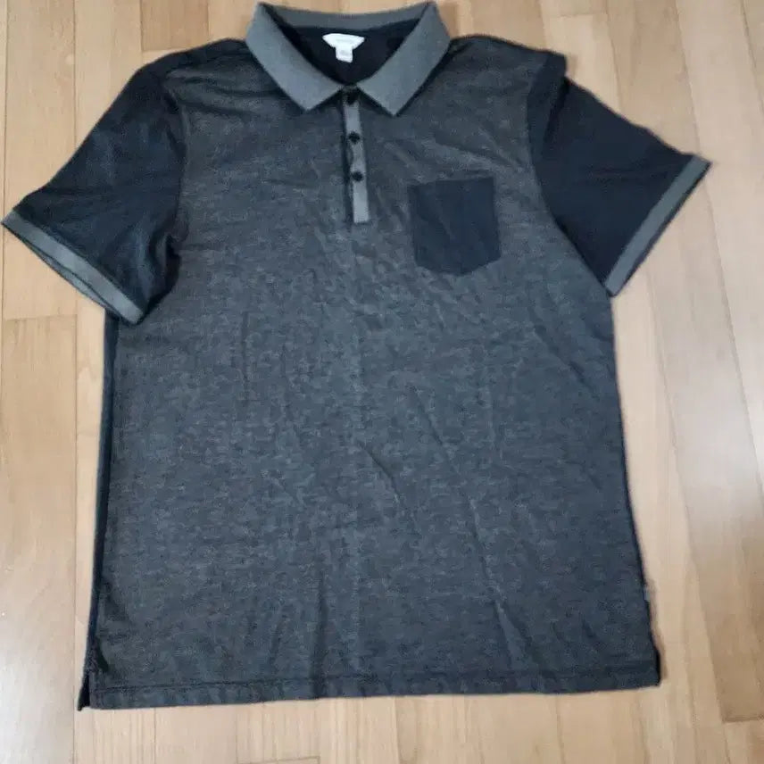 [BUNJANG] Calvin Klein Men's Short Sleeve Polo Shirt - Dark Gray, Size L / 캘빈클라인 반팔 카라티 남성 카라티셔츠 L