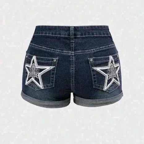[BUNJANG] Denim Star Studded Hotpants / 청 스터드 별 장식 핫팬츠