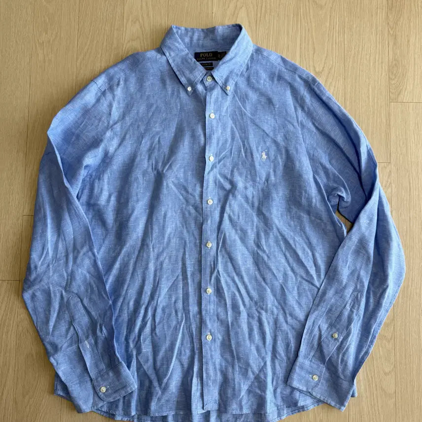 [BUNJANG] Polo Ralph Lauren Linen Long Sleeve Shirt Unconstruct Fit Blue XL / [폴로 랄프로렌] 긴팔 린넨 셔츠 언턱트핏 블루 XL 사이즈