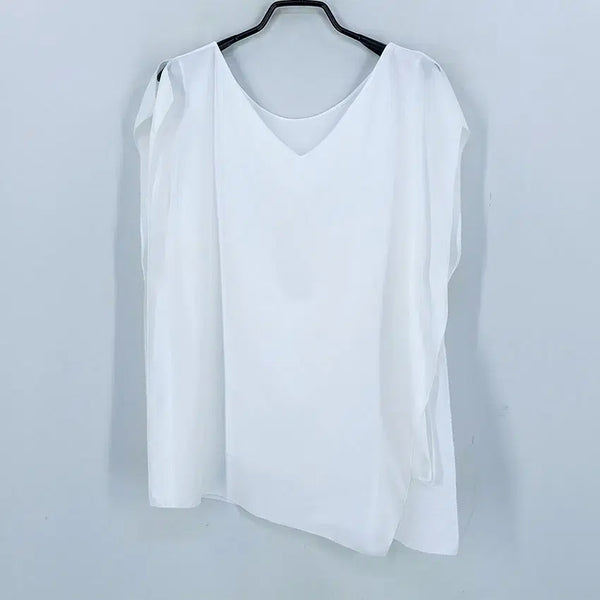 [BUNJANG] MICHAA Women's Sleeveless Blouse White (HU46041) / 미샤 여성 여름 우측트임 민소매블라우스 화이트85 (HU46041)