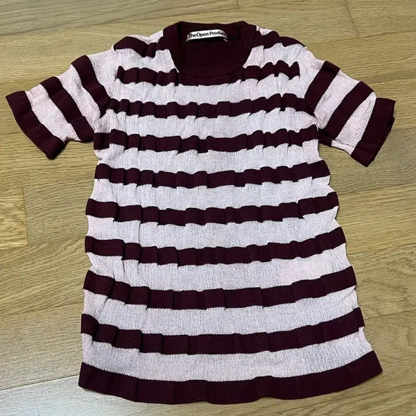 [BUNJANG] Open Product Striped Knit T-Shirt / 오픈프로덕트 여름 반팔니트