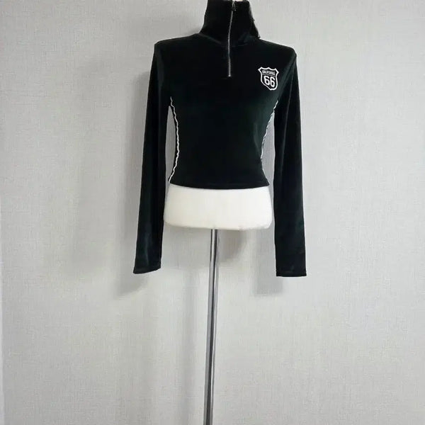 [BUNJANG] Stylenanda Velvet Crop Top / 스타일난다 벨벳   크롭티