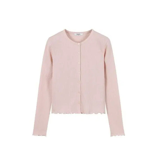 [BUNJANG] POLHAM 25SS Women's Crinkle Round Cardigan (Light Pink, M) / 폴햄 POLHAM 25SS 여성 크링클 라운드 가디건 라이트 핑크 M 95 미디움 프릴 연핑크 LPK 정품 PHF2TC2440 새상품 최저가