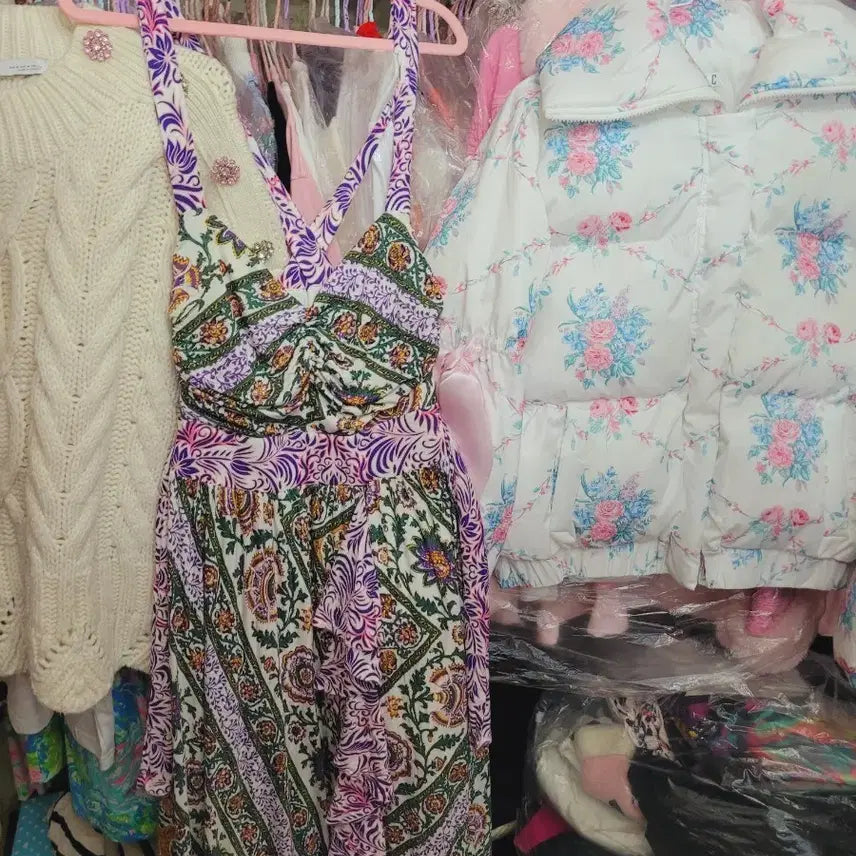 [BUNJANG] Patterned Long Frill Dress / 패턴 원피스 수입 롱 프릴