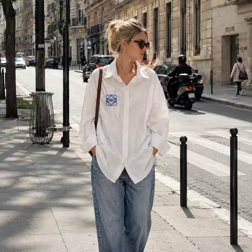 [BUNJANG] Loewe Logo Shirt White / 로에베 로고 셔츠 화이트