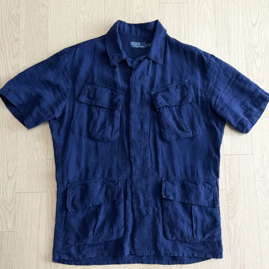 [BUNJANG] Polo Ralph Lauren Fatigue Linen Short Sleeve Shirt Navy M / [폴로 랄프로렌] 퍼티그 린넨 반팔 셔츠 네이비 M 사이즈