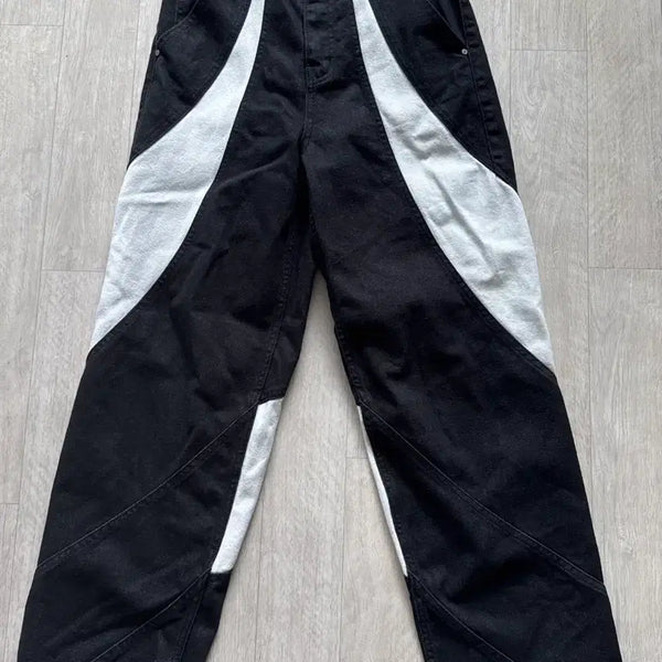 [BUNJANG] ADD SEOUL Black Patchwork Detail Denim Pants SX / ADD SEOUL 애드서울 팬츠