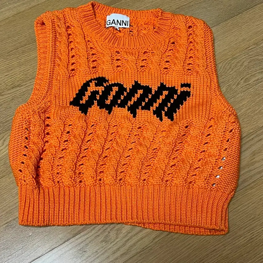 [BUNJANG] GANNI Orange Knit Vest - Size S / 가니 오렌지 니트 베스트 S사이즈