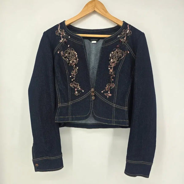 [BUNJANG] PROGRAM Bead Embroidered Denim Jacket / PROGRAM 비즈 자수 데님 재킷