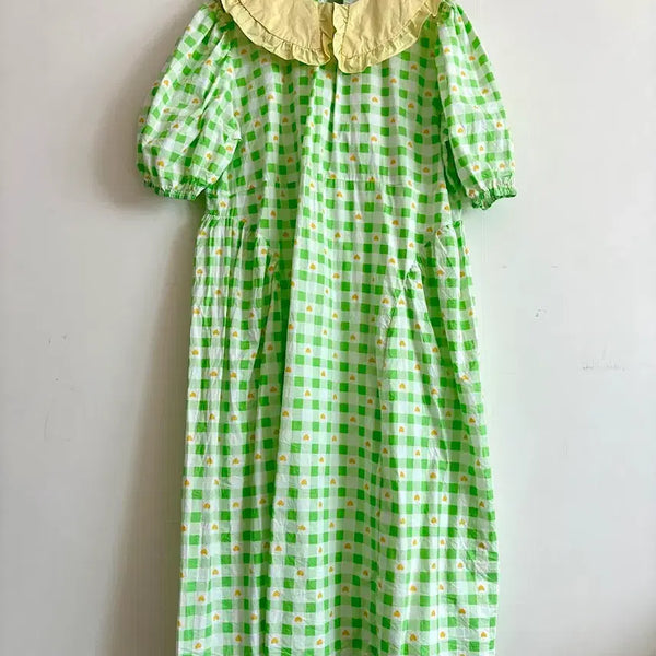 [BUNJANG] Mint Green Big Collar Long Dress / 연두 빅카라 롱원피스