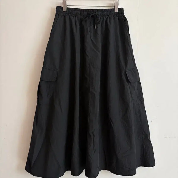 [BUNJANG] Black Cargo Crinkled Skirt / 블랙 카고 바스락 스커트