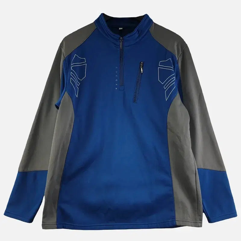 [BUNJANG] Men's Blue Long Sleeve Zip-Up Top Size 105 (N7516) / 블루 남자 긴팔 짚티 105 N7516