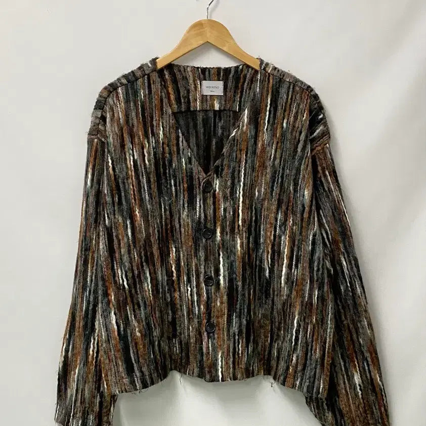 [BUNJANG] Weekend Multicolor Stripe Cardigan / 91.위켄드 멀티컬러 스트라이프 가디건free