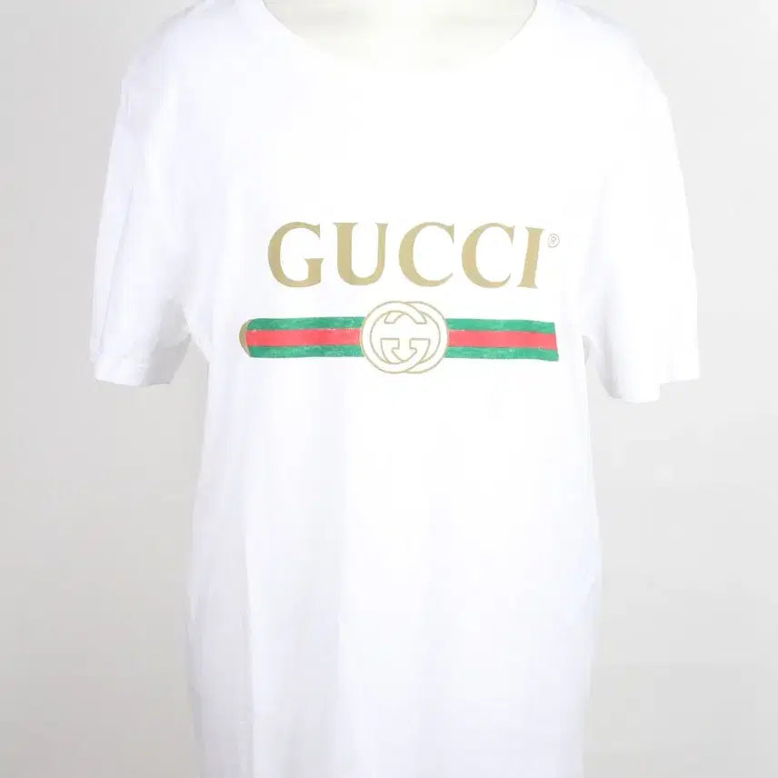 [BUNJANG] Gucci Logo Stripe Short Sleeve T-Shirt White M / 구찌 띠로고 반팔티 화이트 M(95)