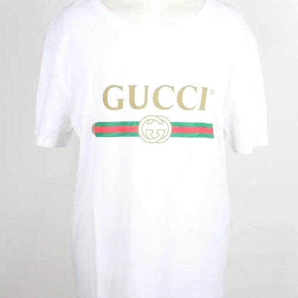 [BUNJANG] Gucci Logo Stripe Short Sleeve T-Shirt White M / 구찌 띠로고 반팔티 화이트 M(95)