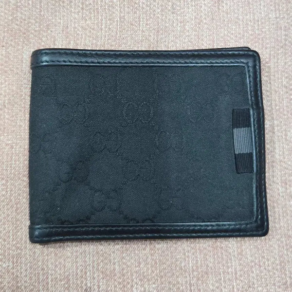 [BUNJANG] Gucci GG Canvas Leather Tab Bifold Wallet (Black) / [정품] 구찌 GG 캔버스 레더 탭 반지갑 (블랙)