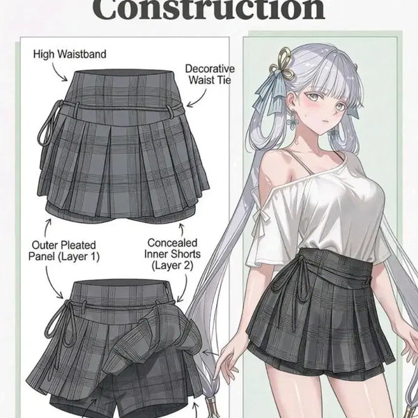 [BUNJANG] Shein FRIFUL Pleated Skirt / 쉬인 FRIFUL 일브깔 스커트