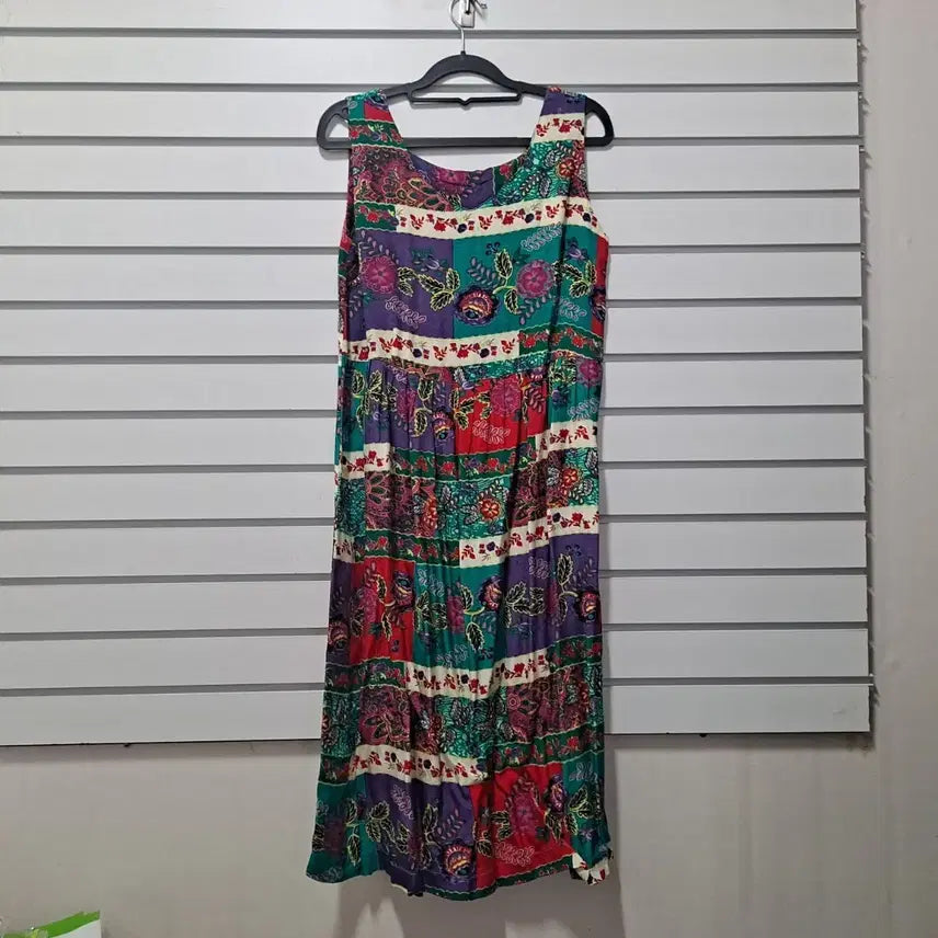 [BUNJANG] Vibrant Print Rayon Long Dress Size 55 / 화려한프린트 시원한 인견 롱원피스 55 옷장꾸미기