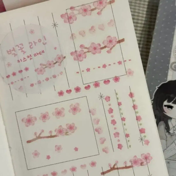 [BUNJANG] Jioksangjeom Cherry Blossom Line Kiss Cut Sticker (2 Meters Available) / 지옥상점 벚꽃라인 키스컷