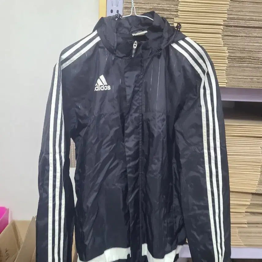 [BUNJANG] Adidas 3-Stripes Windbreaker Jacket Black / 아디다스 바람막이 남95~100 깔끔함