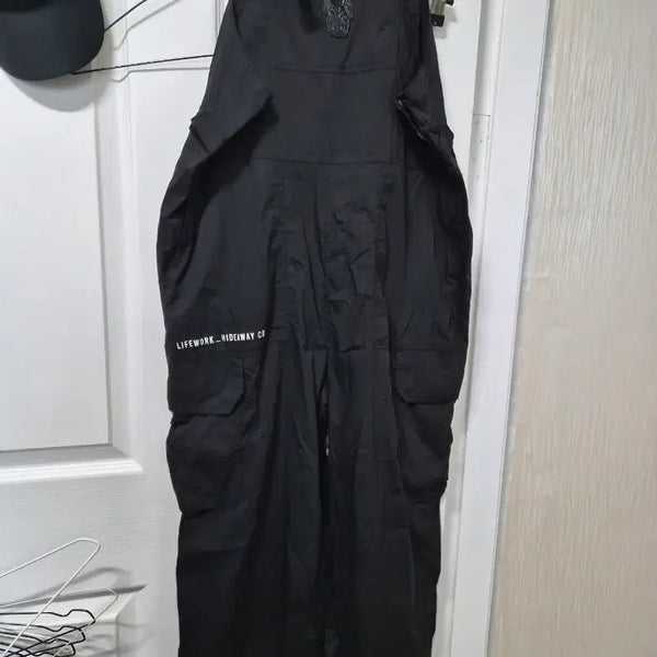 [BUNJANG] Life Work Wide Fit Overalls Jumpsuit Black / 라이프워크 와이드핏 오버롤 점푸수트블랙