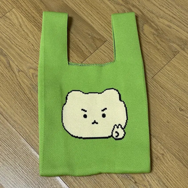 [BUNJANG] MangGom Isoi Wrist Knit Bag Green / 망곰이 아이소이 손목 니트백 가방 그린