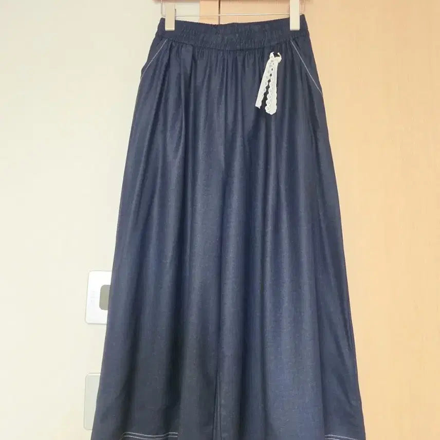 [BUNJANG] Blue Wide Leg Culottes / 청색 와이드팬츠 치마바지