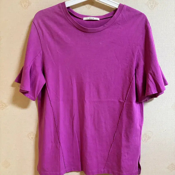 [BUNJANG] BOITE Purple Frill Short Sleeve T-Shirt / BOITE 퍼플 프릴 반팔 티셔츠