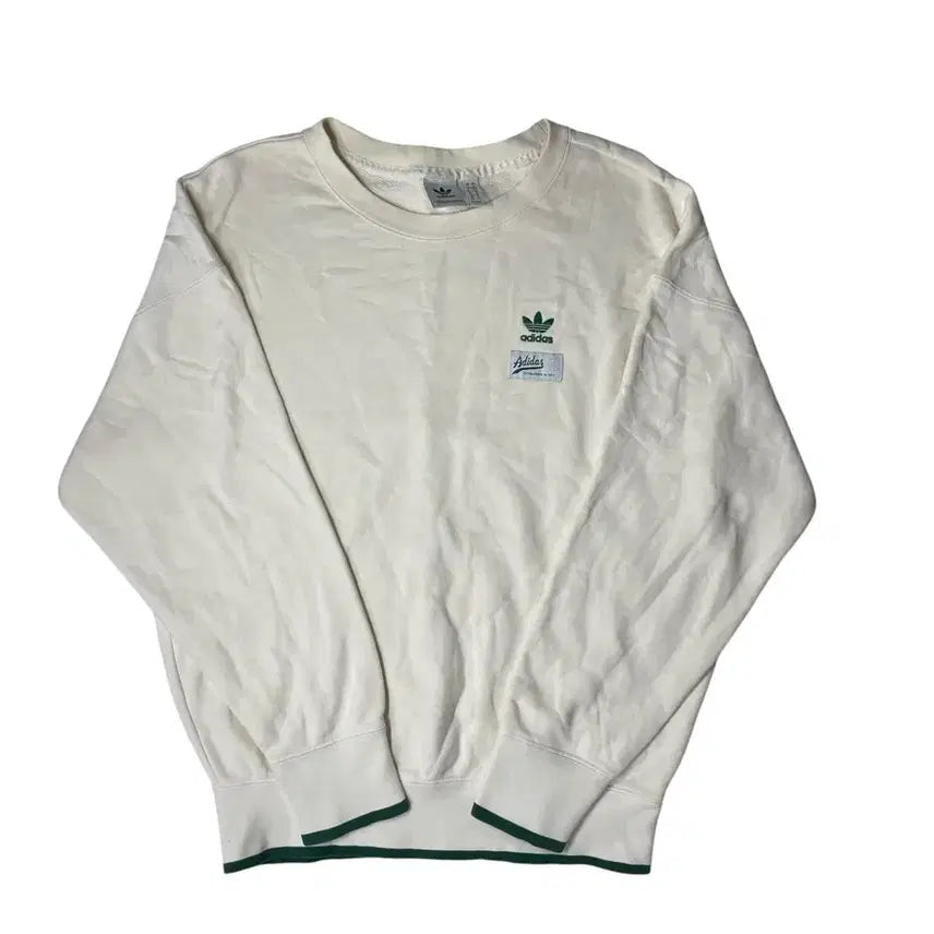 [BUNJANG] Adidas Crewneck Sweatshirt Cream Green Color Block / 아디다스 맨투맨 크림 그린 배색
