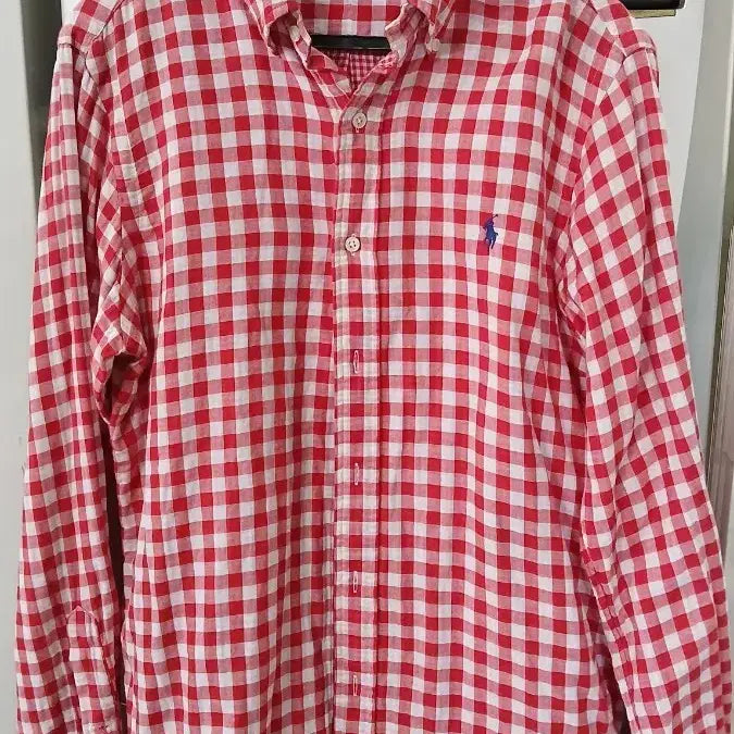 [BUNJANG] Polo Ralph Lauren Red/White Check Shirt Size S / 폴로 랄프로렌 체크 셔츠 레드/화이트 s사이즈