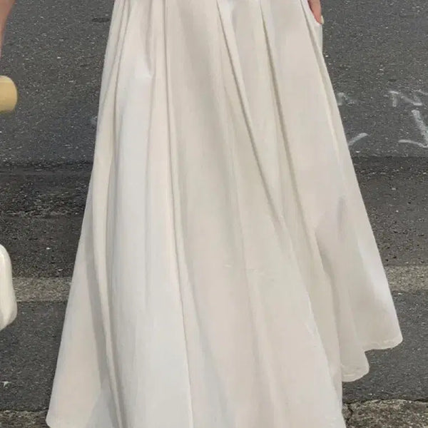 [BUNJANG] Pleated Cotton Long Skirt Zigzag / 플리츠 코튼 롱스커트 지그재그 에이블리