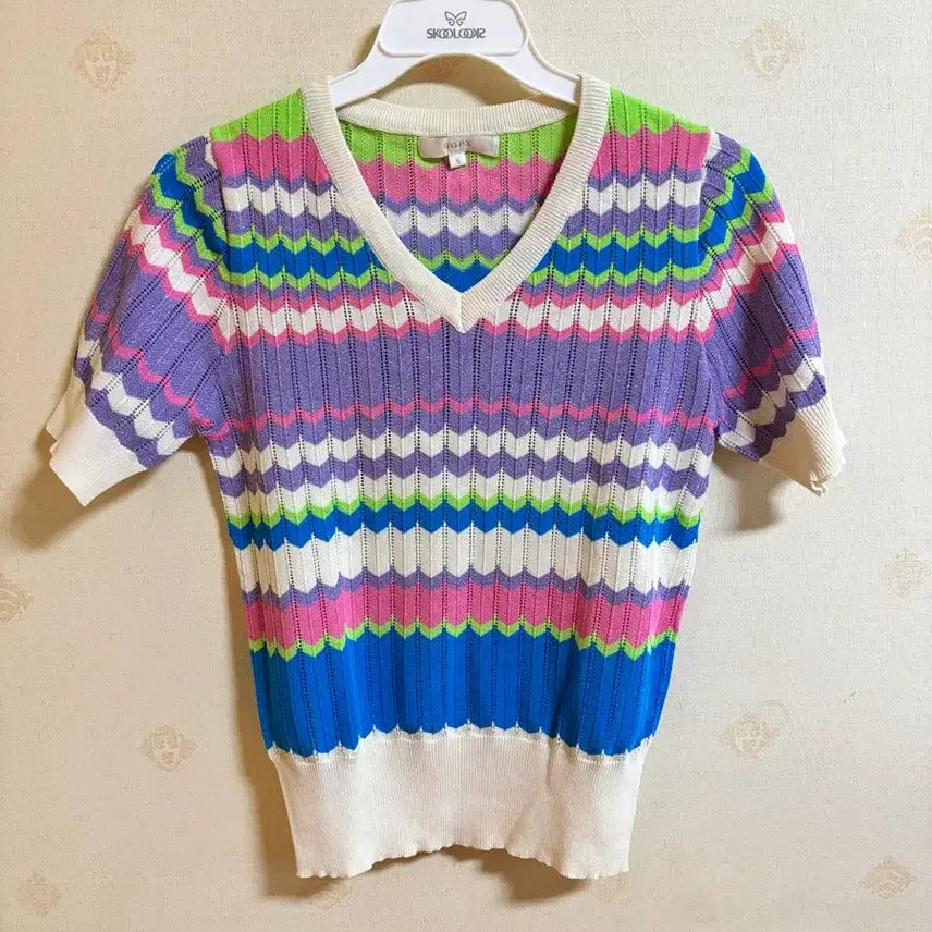 [BUNJANG] GGPX Pattern Short-Sleeve Knit T-Shirt / GGPX 패턴 반팔 니트 티셔츠