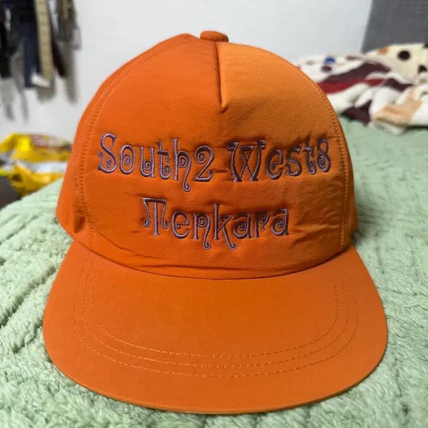 [BUNJANG] South2 West8 Orange Cotton Blend Logo Baseball Cap / South2 West8 브랜드의 오렌지 색상 볼캡
