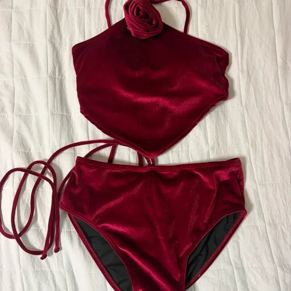[BUNJANG] SL Pole Wear Rose Velvet Top S Bottom M / sl 폴웨어 로즈벨벳 s m