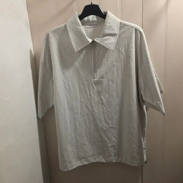 [BUNJANG] Customclock Summer Half-Zip Short-Sleeve Shirt (Size 105) / 105 커스텀어클락 여름 반집업 셔츠형 반팔