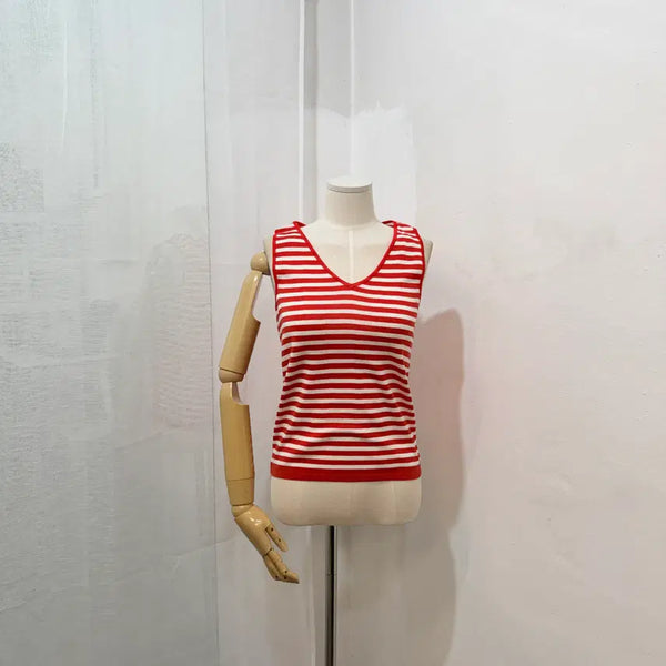 [BUNJANG] System Stripe Sleeveless Knit / (90)한섬 시스템 스트라이프 나시니트 줄무늬 4922