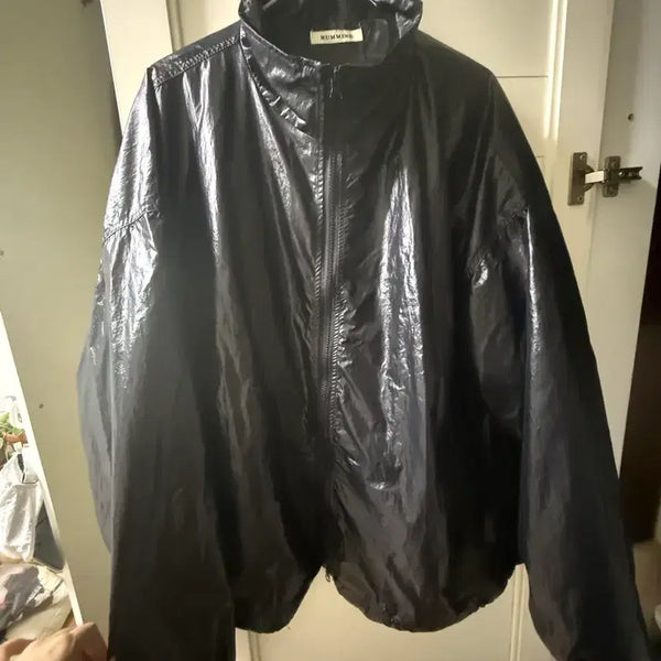 [BUNJANG] Glossy Black Windbreaker Jacket / 글로시 블랙 바람막이