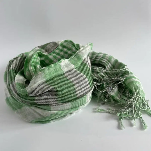 [BUNJANG] Gingham Check Sheer Multi Stripe Long Scarf Muffler / 깅엄 체크 시어 멀티 스트라이프 롱 스카프 머플러
