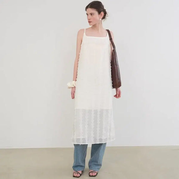 [BUNJANG] ON&ON Flower Sleeveless Bustier Maxi Dress - Small / 온앤온 플라워 슬리브리스 뷔스티에 나시 롱원피스 스몰