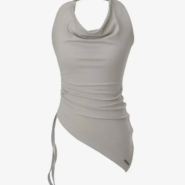 [BUNJANG] INEGI Asymmetric Shirring Halter Top (Sand Beige) / 이네기 Asymmetric Shirring Halter Top (sand beige)