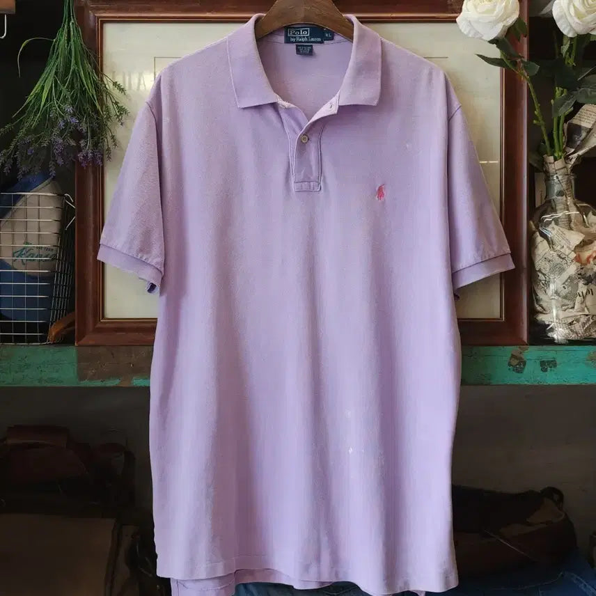 [BUNJANG] 90s Polo Ralph Lauren Lavender Short Sleeve Polo Shirt XL / 90s 폴로 카라티 라벤더 반팔티 랄프로렌 티셔츠 xl