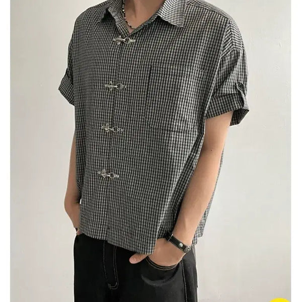 [BUNJANG] Buckle Check Short Sleeve Shirt / 버클 체크 반팔 셔츠