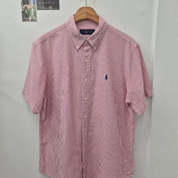 [BUNJANG] Polo Ralph Lauren Pink Stripe Short Sleeve Shirt L / 폴로 랄프로렌 핑크 스트라이프 반팔 L