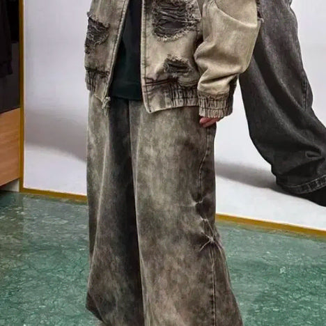 [BUNJANG] Juun.J 23FW Collection Zip-Up Wide Denim Pants / 준지 23fw 컬렉션 디스집업 와이드 데님팬츠 48