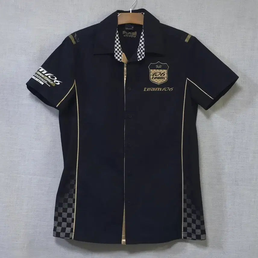 [BUNJANG] EXR Team 106 Racing Collaboration Short Sleeve Shirt Black Vintage 2009 / EXR 정품 2009 team106 레이싱 반팔 셔츠 라이더 남방 블랙 95