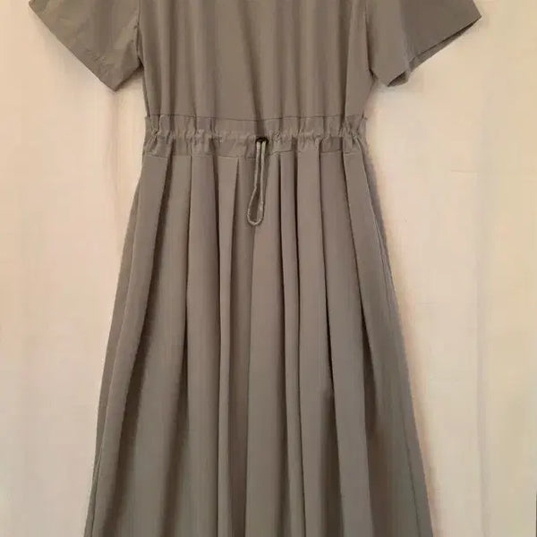 [BUNJANG] Gray Pleated String Crinkly Dress / [새상품] 그레이 플리츠 스트링 바스락 원피스